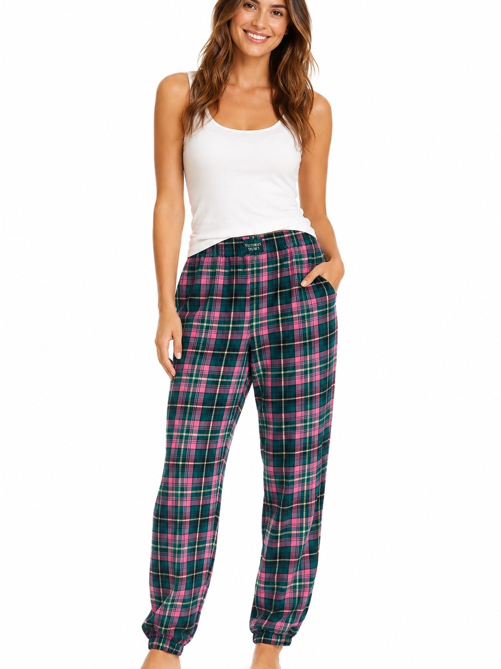 Plaid Lounge Pants - Pink and Green - 0824